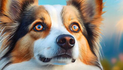 Mesmerized Dog with Vivid Blue Eyes	