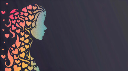Silhouette profile illustration, concept of female psychology and mental health, creative design