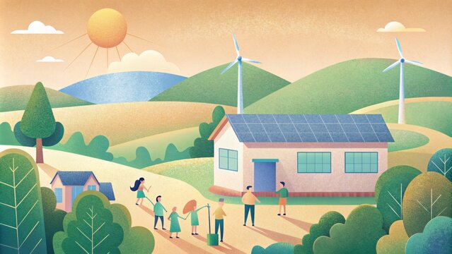 A rural school sets an example for its students by using renewable energy sources such as solar and wind power teaching the importance of