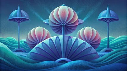 A of turbines resembling giant jeweltoned seashells populate the ocean floor absorbing the powerful tidal currents and transforming them into