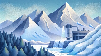 As snow melts in the mountains an operator prepares the power station for increased water flow ensuring the turbines can efficiently harness the - obrazy, fototapety, plakaty