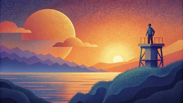 As the sun sets over the horizon an operator remains on watch to monitor any changes in water levels and adjust the system accordingly.