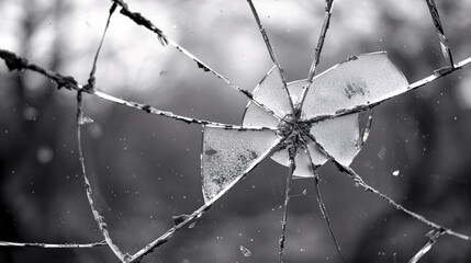 Shattered window texture, abstract destruction and vandalism, broken glass pattern