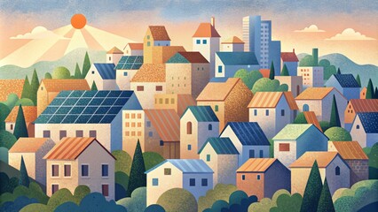 A quaint town its rooftops adorned with solar panels constantly harnessing the power of the sun to meet its energy needs.