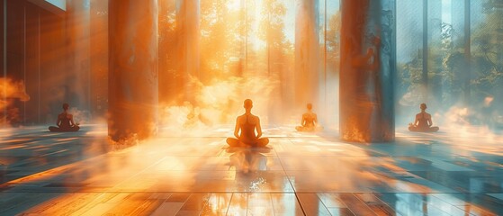 Serene Yoga Class in Session at a Sunlit Wellness Center