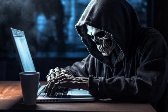 Hard working person in modern interior office programming writing web java script code AI technology generation
