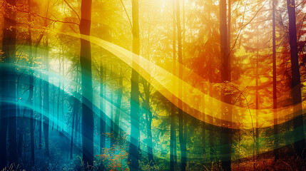 Serene autumn light, capturing the tranquil beauty of a forest bathed in sunlight