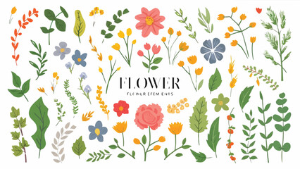 Fototapeta na wymiar Romantic Blossom Ensemble: A Collection of Floral Elements