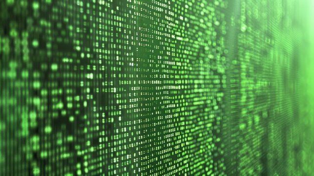 Green matrix of zeros and ones. Binary computer code. Abstract digital background.digital Data.