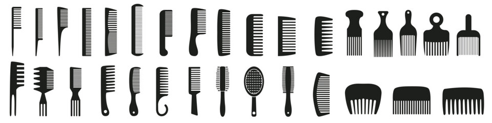 Hair comb icon vector set. Hairstyle illustration sign collection. Barber shop symbol. Hairdresser logo.