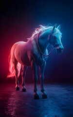 Obraz na płótnie Canvas A Horse in a neon background