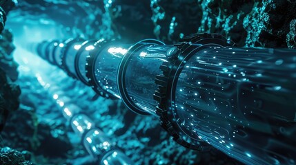 Undersea Internet Backbone, High-Tech Submarine Fiber-Optic Pipe for Global Communication