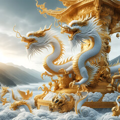 chinese dragon statue on blue sky