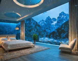 A room with a jellyfish concept, bedroom