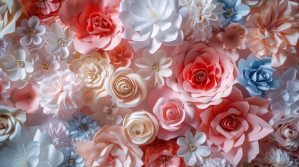 Paper flower texture background for wedding scene., Generative Ai
