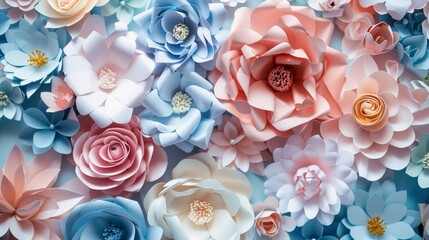 Paper flower texture background for wedding scene., Generative Ai