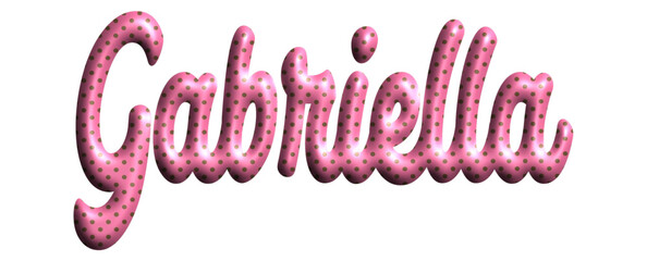 Gabriella - pink color with dots, fabric style -name - three-dimensional effect tubular writing - Vector graphics - Word for greetings, banners, card, prints, cricut, silhouette, sublimation - obrazy, fototapety, plakaty