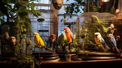 Colorful parrots - obrazy, fototapety, plakaty