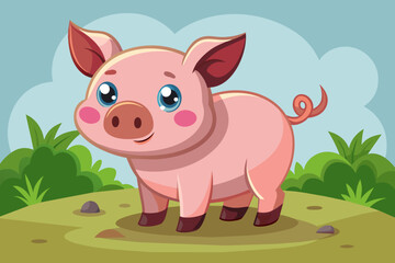 cute pig standing on the ground 