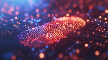 Fingerprint Scanner Technology Enhancing Cybersecurity - obrazy, fototapety, plakaty