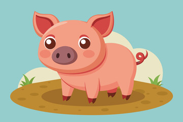 Obraz na płótnie Canvas cute pig standing on the ground 