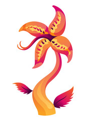Carnivorous plant. Cartoon flytrap or flower predator. Angry flower monster plant icon. illustration
