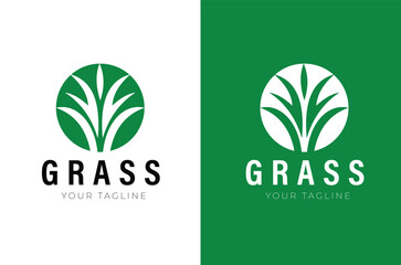 Vector Green grass circle logo design illustration