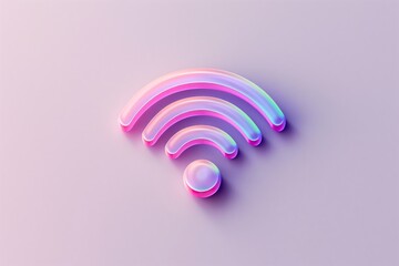 Wifi symbol pink 3d illustration. Concept of connection, internet, router.
