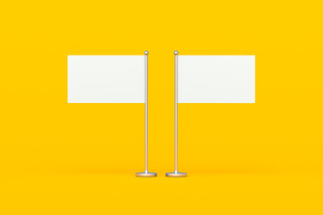 Two blank table flags on orange background. 3d render