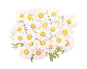 Daisies flowers remove background , flowers, watercolor, isolated white background
