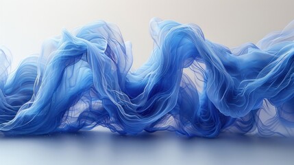 Blue curved lines with white background, in the style of vibrant colorist, smokey background - obrazy, fototapety, plakaty