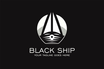 Boat ship sail Sailboat simple Sailing Travel Transport logo design on black background