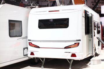 White camper. Caravan. Camper. Motorhome