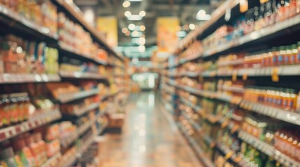 Fototapeta premium Shelf Products Display, Well-Organized Supermarket Aisle