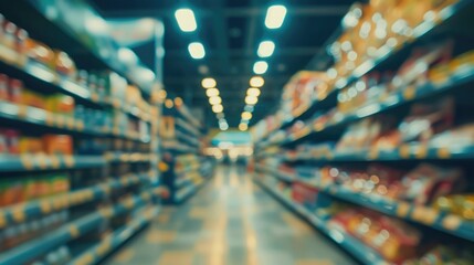 Shelf Products Display, Well-Organized Supermarket Aisle