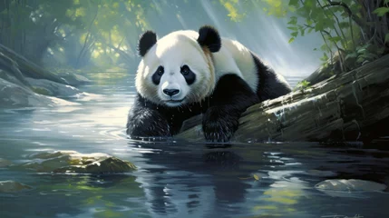 Wandaufkleber Pandas playing in the bamboo forest © MOUISITON