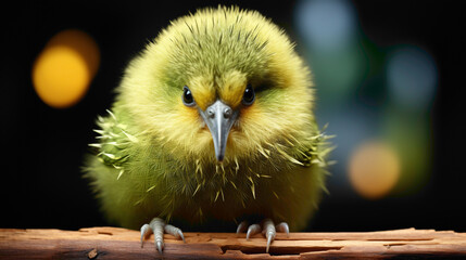 A close-up of a fluffy kiwi bird, known for its distinctive appearance and endearing nature.