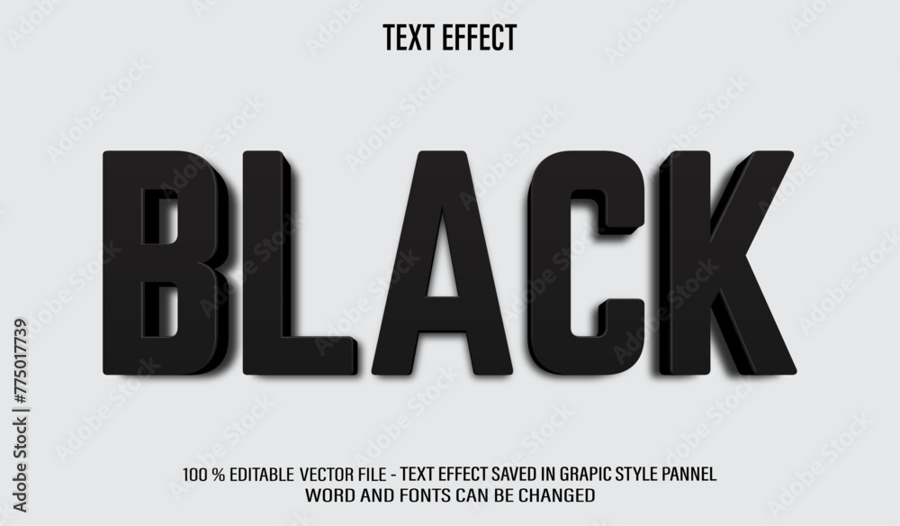 Wall mural Black 3d editable text effect style