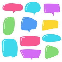 Colorful hand drawn speech bubbles, tex box, frame