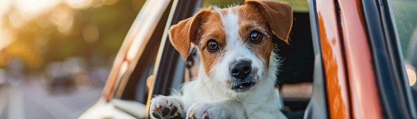 Pets and Heat Stroke Offer tips for preventing heat stroke in pets, including providing access to shade, water, and avoiding leaving them in hot cars ,high resolution - obrazy, fototapety, plakaty