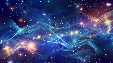 Celestial Orbs Interconnected in a Starlit Sky - obrazy, fototapety, plakaty
