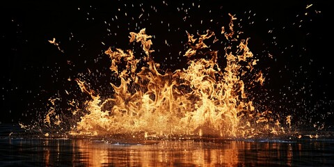 Illustration of fire on a black background, burning, background, wallpaper.