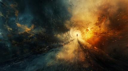 Abstract Bridge Between Realms in Near-Death Experience - obrazy, fototapety, plakaty