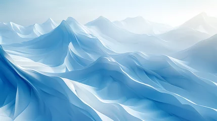 Foto op Canvas Arrière-plan contemporain en 3D avec reliefs et courbes, tons bleu glacier, effets strates géologiques, relief de montagne et paysage abstrait © Leopoldine