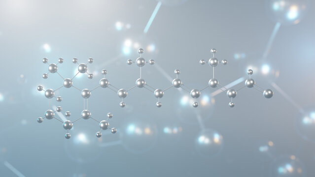 retinal molecular structure, 3d model molecule, form of vitamin a, structural chemical formula view from a microscope