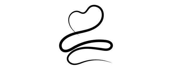Flourish vintage vector divider Valentine Day hand drawn calligraphic heart. Calligraphy love illustration. Holiday design element valentine. Icon decor for web, wedding, print, flyer, cover, poster, 