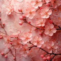  パステル背景に咲き誇る桜のテクスチャ