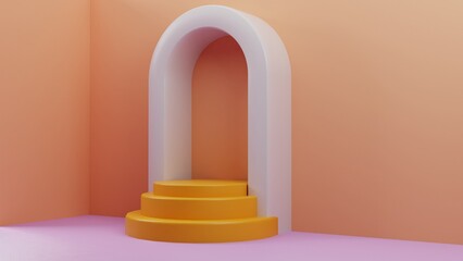 Ascending Hues: A Staircase to a Pastel Portal