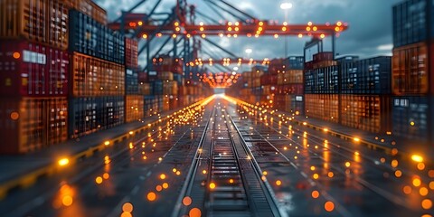 Global digital marketing logistics banner highlighting network connections and technology for ecommerce businesses. Concept Global Digital Marketing, Logistics, Network Connections, Technology