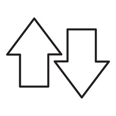 Up and down arrow icon. Two arrows with different direction can be used in input output process, forward sign. Editable stroke vector illustration. design on white background. In EPS 10